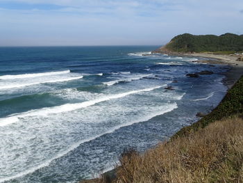 Scenic view of beach against sky