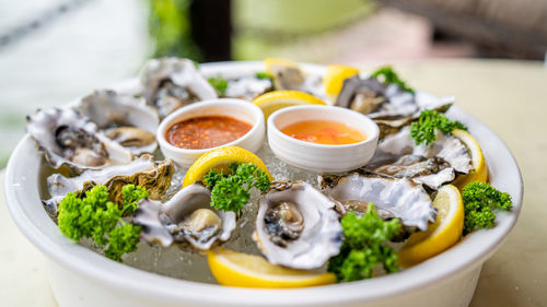 Close-up of food on table