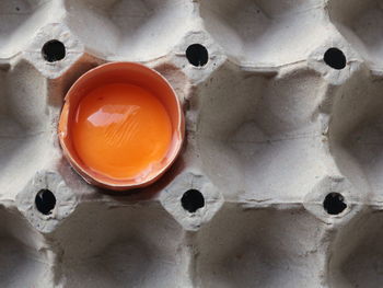 Directly above shot of egg in carton