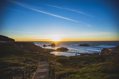 Scenic view of sea against sky during sunset