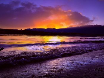 Scenic view of lake during sunset