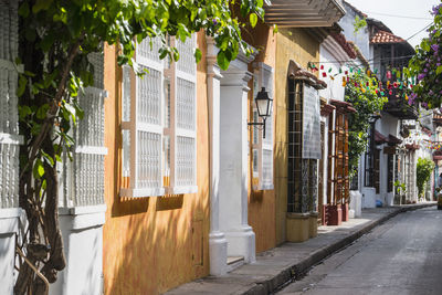 Empty street in the old town of cartagena in columbia