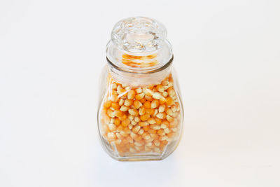 High angle view of breakfast against white background