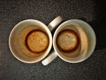 High angle view of coffee on table