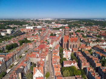 High angle view of townscape against sky