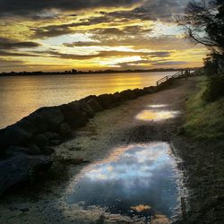 Reflection of clouds in sea