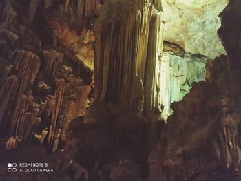 Close-up of rock formation in cave