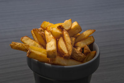 Close-up of fries on table