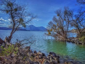 Scenic view of lake against sky