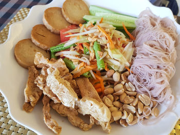 High angle view of meal served in plate