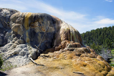 Rock formation on land against sky