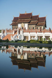 Reflection of buildings in lake