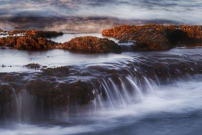 Scenic view of waterfall, long exposure 