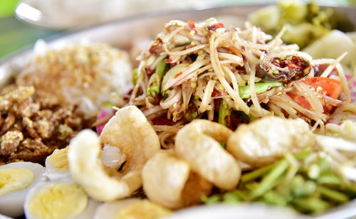 Close-up of meal served in plate