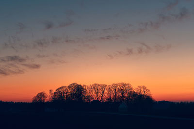 Silhouette trees against sky during sunset