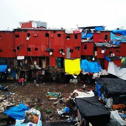 Garbage against buildings