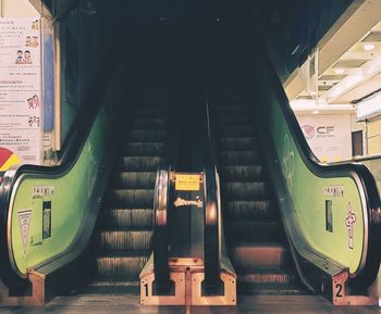 Elevated view of train passing through subway station