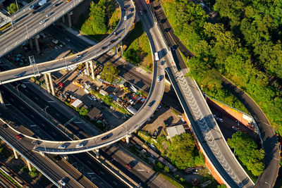 High angle view of elevated road in city