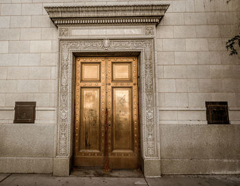 Closed door of old building