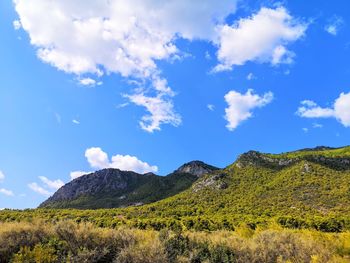 Scenic view of mountains against sky