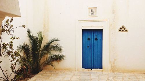 Closed door of building