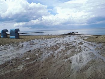Scenic view of beach against sky