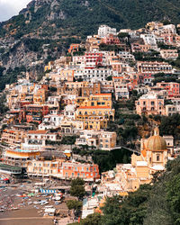 High angle view of buildings in city