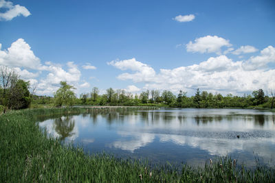 Scenic view of lake against sky