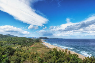 The view of geumgangsan mountains and north korea from goseong observatory tower in south korea