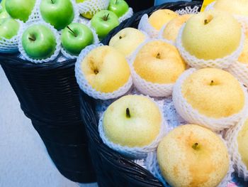 High angle view of fruits in basket