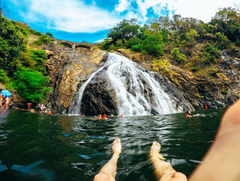 Panoramic shot of waterfall