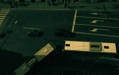 High angle view of cars on road