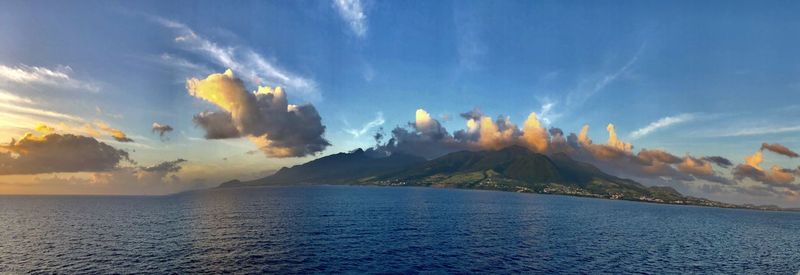 Panoramic view of sea against sky during sunset