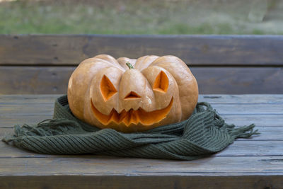 Close-up of pumpkin on table