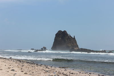 Scenic view of sea against clear sky