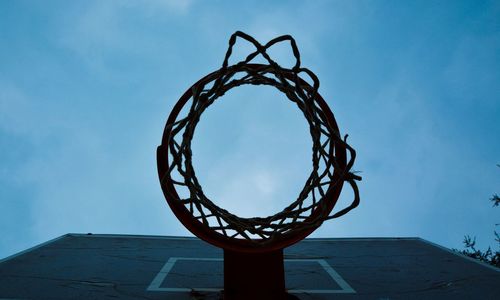 Low angle view of basketball hoop against sky