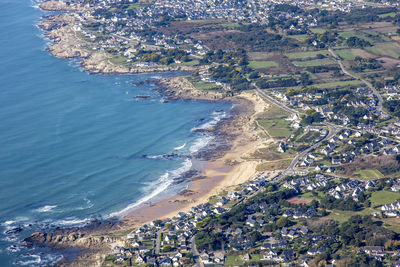 High angle view of town on beach