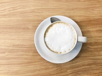 High angle view of coffee on table