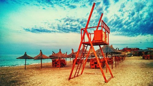 Scenic view of sea against cloudy sky
