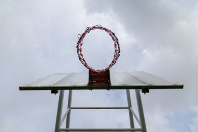 Low angle view of basketball hoop against sky