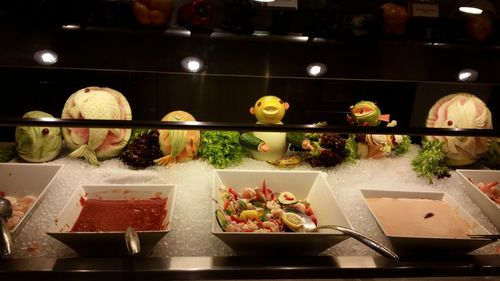 High angle view of food on table