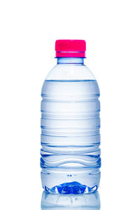 Close-up of water bottle against white background