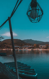 Scenic view of lake against blue sky