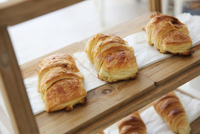 High angle view of breakfast on table