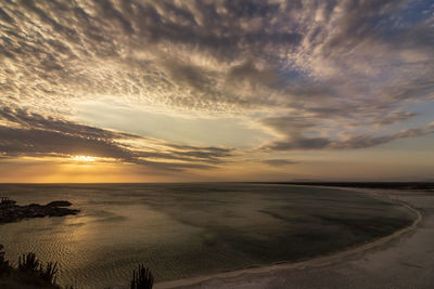 Scenic view of sea against sky at sunset