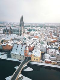 High angle view of townscape against sky