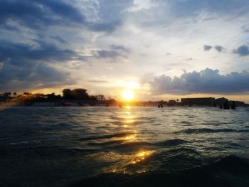 Scenic view of sea at sunset