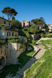 High angle view of castle against clear sky