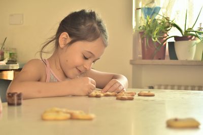 Portrait of happy kid at home