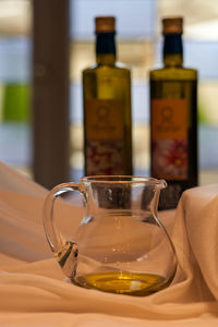 Close-up of tea in glass on table